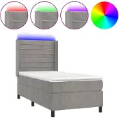 vidaXL Boxspring met matras en LED fluweel lichtgrijs 80x200 cm