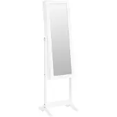 vidaXL Sieradenkast met spiegel en LED-verlichting, vrijstaand, wit