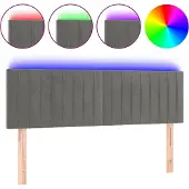 vidaXL Hoofdbord LED 144x5x78/88 cm fluweel lichtgrijs