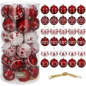 Springos Kerstballen 30 Stuks 5 cm Rood/Wit