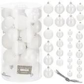Springos Kerstballen | 30 Stuks | 6/5/4 cm | Wit
