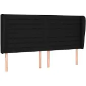 vidaXL Hoofdbord met randen 163x23x118/128 cm stof zwart