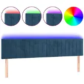 vidaXL Hoofdbord LED 160x5x78/88 cm fluweel donkerblauw
