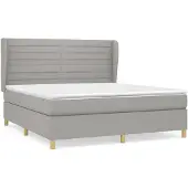 vidaXL Boxspring met matras stof lichtgrijs 160x200 cm