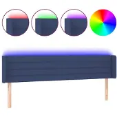 vidaXL Hoofdbord LED 163x16x78/88 cm stof blauw