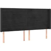 vidaXL Hoofdbord met randen 203x16x118/128 cm fluweel zwart