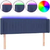 vidaXL Hoofdbord LED 147x16x78/88 cm stof blauw