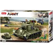 Sluban Army WWII M26 Pershing Tank bouwspeelgoed – Constructiespeelgoed modelbouw – bouwdoos met 742 bouwstenen – M38-B0860 vanaf 8 jaar