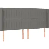 vidaXL Hoofdbord met randen 163x16x118/128 cm stof donkergrijs