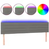 vidaXL Hoofdbord LED 160x5x78/88 cm stof donkergrijs