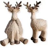 Countryfield - Set/2 Rendieren - Eland - Staand/Zittend - Rudolph - 30cm hoog - Kerst