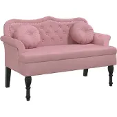 vidaXL Bankje met kussens 120,5x65x75 cm fluweel roze