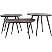 Light & Living Salontafel S/3 max 62x42x38 cm VIEJO hout bruin+zwart (Bruin, 62x42x38cm)