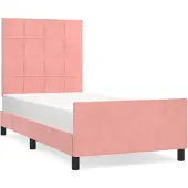 vidaXL Bedframe met hoofdeinde, roze, 100x200 cm, fluweel