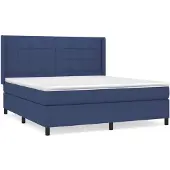 vidaXL Boxspring met matras stof blauw 180x200 cm