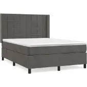 vidaXL Boxspring met matras fluweel donkergrijs 140x200 cm