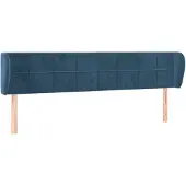 vidaXL Hoofdbord met randen 183x23x78/88 cm fluweel donkerblauw