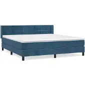 vidaXL Boxspring met matras fluweel donkerblauw 180x200 cm