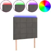 vidaXL Hoofdbord LED 100x5x118/128 cm fluweel donkergrijs