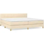 vidaXL Boxspring met matras stof crèmekleurig 200x200 cm