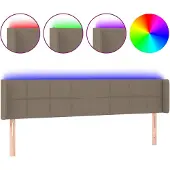 vidaXL Hoofdbord LED 203x16x78/88 cm stof taupe