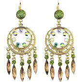 Behave - Oorbellen - Dreamcatcher oorhangers goudkleur met groene en bruine steentjes