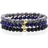 Memphis Stacked Kralen Armbanden set - 6mm Dark