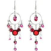 Behave - Zilverkleurige oorbellen met roze en rode hangers - Fashion statement voor elke gelegenheid