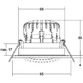 Brumberg Downlight BB23, wit / opaal, Badkamer, Aluminium, downlight
