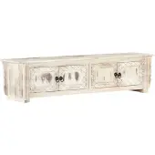 vidaXL Tv-meubel 140x30x35 cm massief mangohout wit