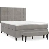 vidaXL Boxspring met matras fluweel lichtgrijs 140x190 cm