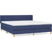 vidaXL Boxspring met matras stof blauw 180x200 cm