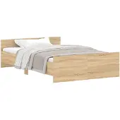 vidaXL Bedframe met hoofd- en voeteneinde sonoma eikenkleur 120x200 cm