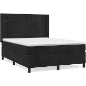 vidaXL Boxspring met matras fluweel zwart 140x200 cm