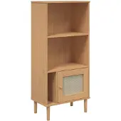 vidaXL Boekenkast SENJA rattan-look 60x35x130 cm grenenhout bruin