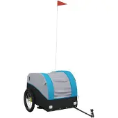 vidaXL Fietstrailer 45 kg ijzer zwart en blauw