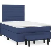 vidaXL Boxspring met matras stof blauw 120x200 cm