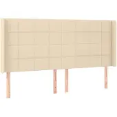 vidaXL Hoofdbord met randen 183x16x118/128 cm stof crèmekleurig