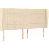 vidaXL Hoofdbord met randen 183x23x118/128 cm stof crèmekleurig