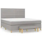 vidaXL Boxspring met matras stof lichtgrijs 180x200 cm