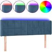 vidaXL Hoofdbord LED 147x16x78/88 cm fluweel donkerblauw