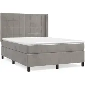 vidaXL Boxspringbed met matras, lichtgrijs, 140x190 cm, fluweel