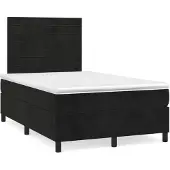 vidaXL Boxspring met matras fluweel zwart 120x200 cm
