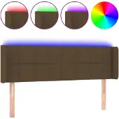 vidaXL Hoofdbord LED 147x16x78/88 cm stof donkerbruin