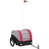 vidaXL Fietsaanhanger, zwart en rood, 45 kg, staal