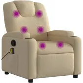 vidaXL Massagestoel verstelbaar stof crèmekleurig