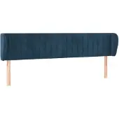 vidaXL Hoofdbord met randen 163x23x78/88 cm fluweel donkerblauw