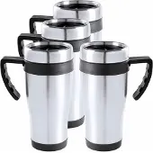 Carson 5x Roestvrijstalen thermo bekers zwart 450 ml - RVS warmhoudbekers