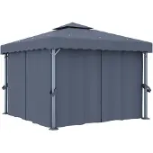 vidaXL Prieel met gordijn 3x3 m aluminium antraciet