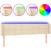 vidaXL Hoofdbord LED 163x16x78/88 cm stof crèmekleurig